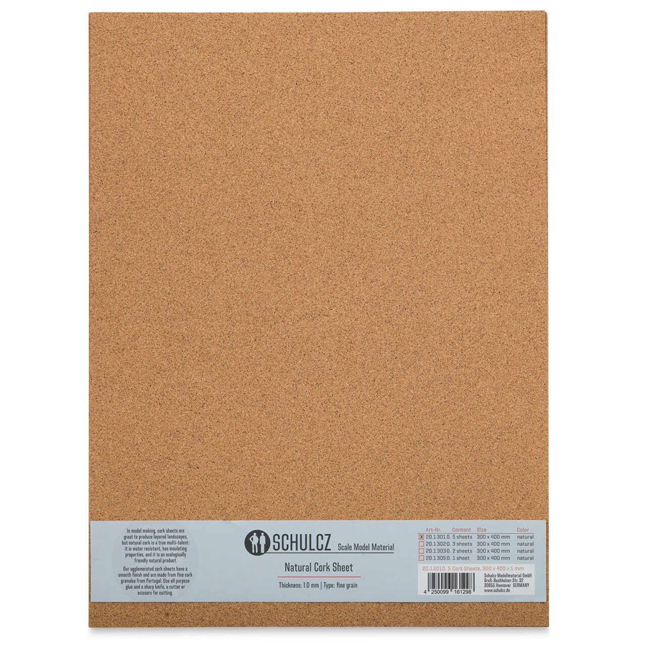Schulcz Scale Model Cork Sheets - 11-3/4" x 15-3/4", 1 mm, Pkg of 5 Sheets